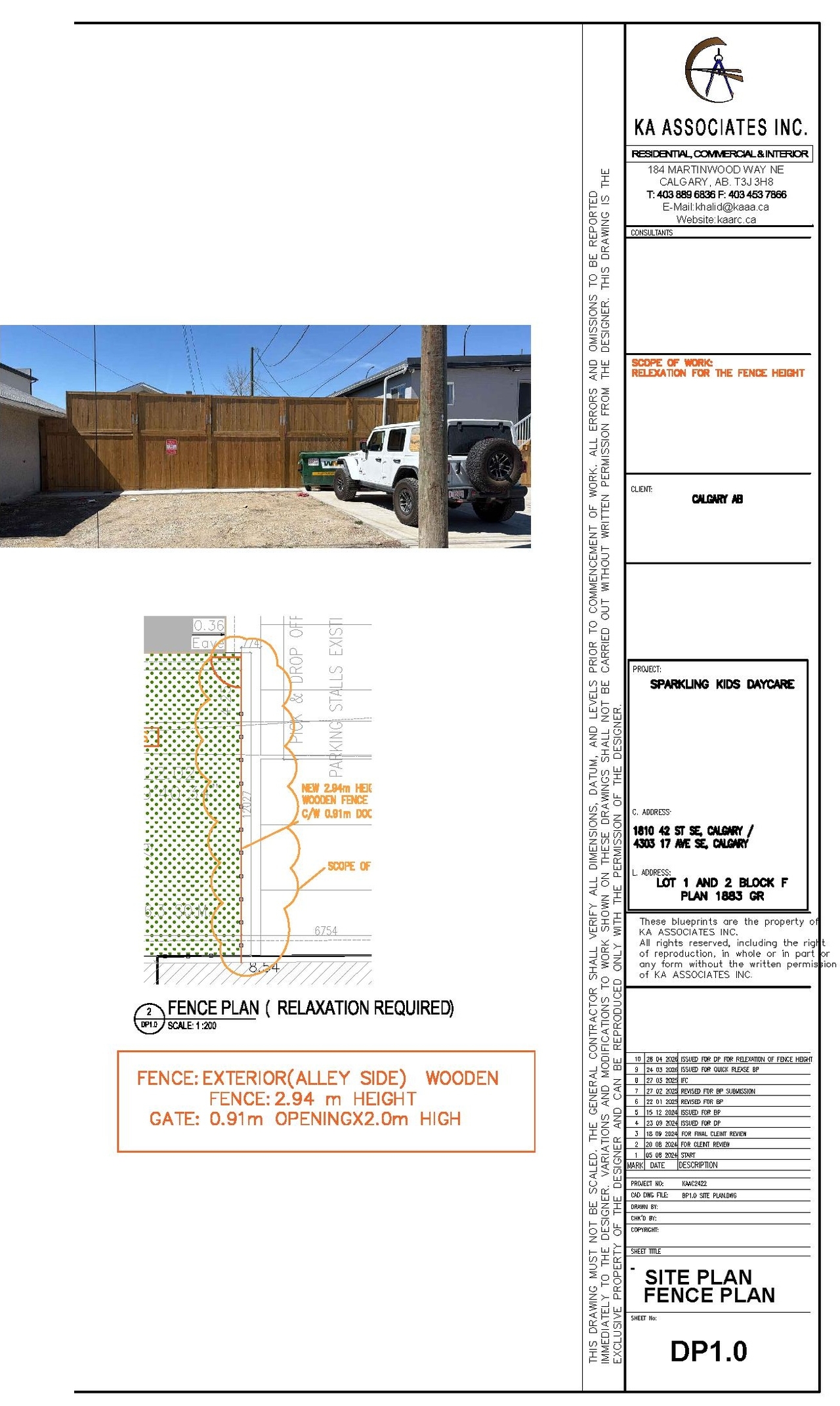 Construction site plan for project from page 1 of the file 'DP2026-04003 - DMAP Plans Submitted (1MB)  2026-07-17'