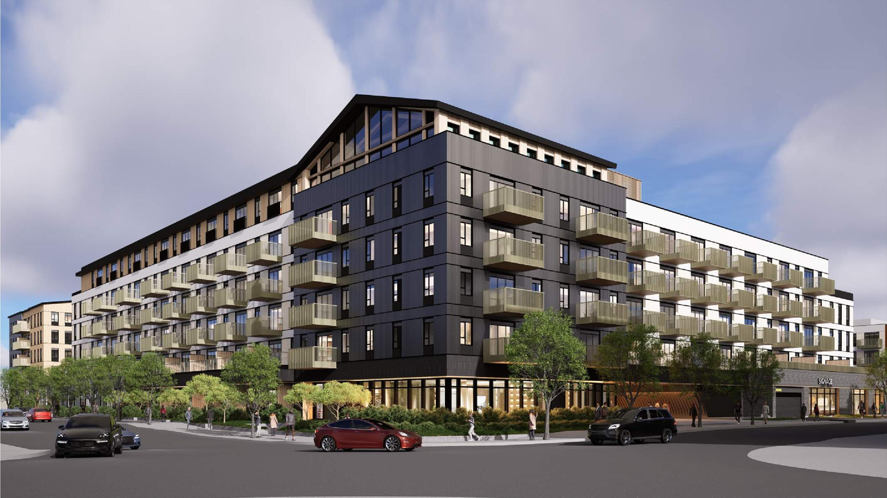 Rendering of building from page 17 of the file 'DP2026-04072 DMAP Plans Submitted (51MB) 2026-07-13'