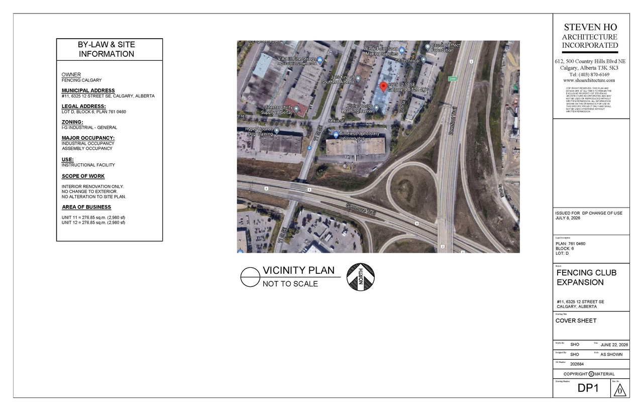 Construction site plan for project from page 1 of the file 'DP2026-04075 DMAP Plans (Submitted) 2026-07-08 (1MB)'