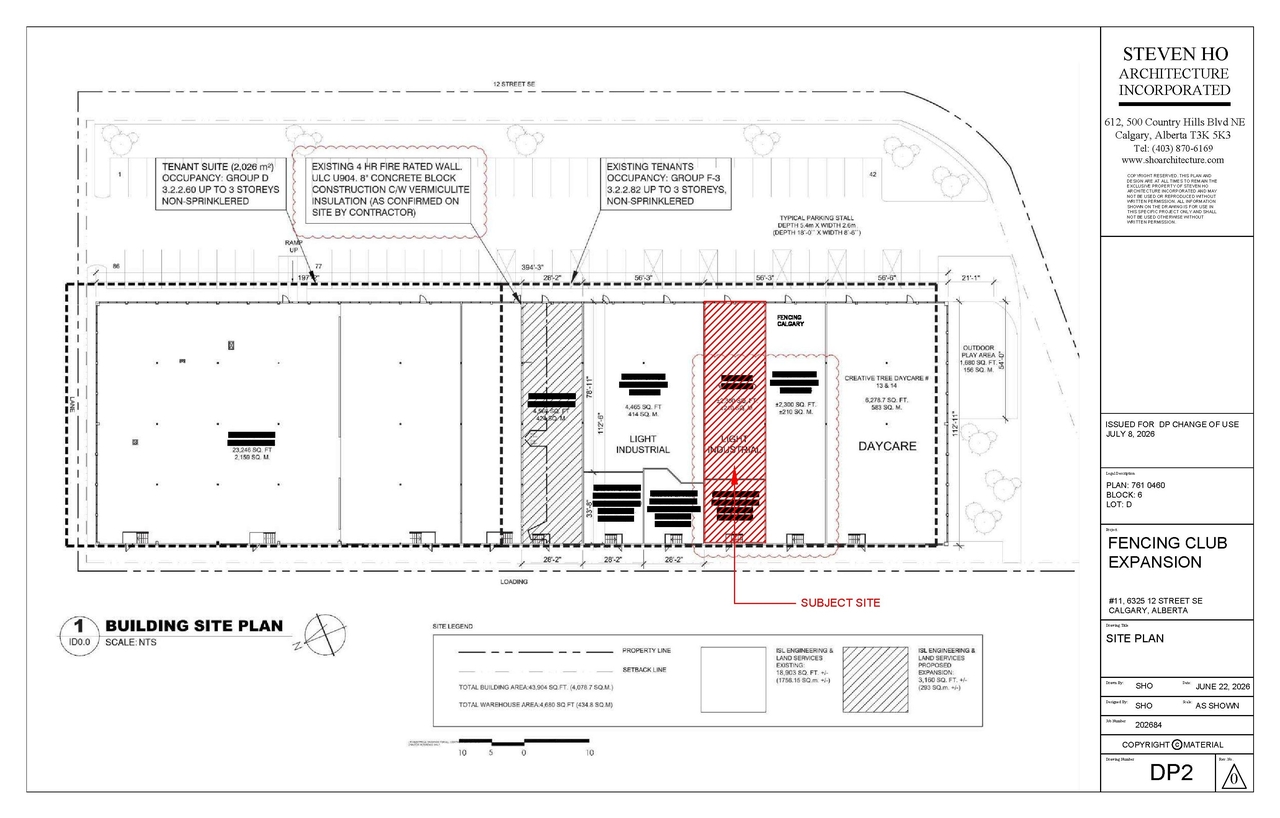 Construction site plan for project from page 2 of the file 'DP2026-04075 DMAP Plans (Submitted) 2026-07-08 (1MB)'
