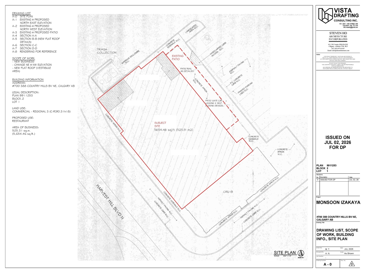 Construction site plan for project from page 1 of the file 'DP2026-04079 DMAP Plans Submitted (3MB) 2026-07-13'