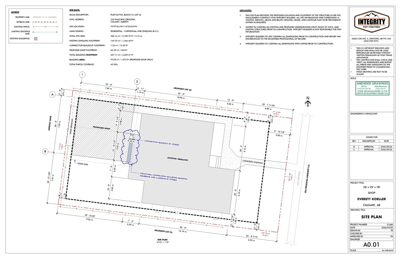 Construction site plan for project from page 2 of the file 'DP2026-04108 DMAP Plans (Submitted) 2026-07-17 (1MB)'