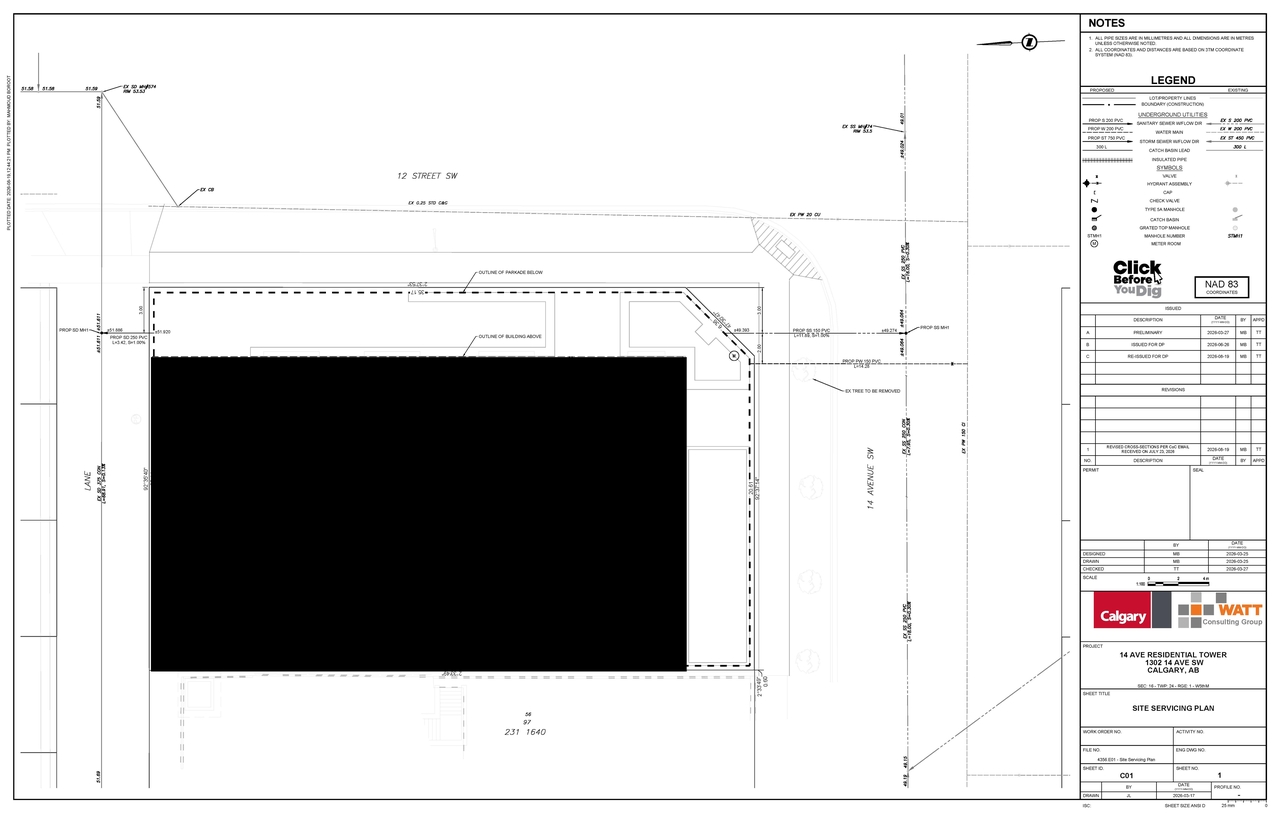 Construction site plan for project from page 1 of the file 'DP2026-04141 DMAP Plans (Submitted) 2026-08-25 (1MB)'