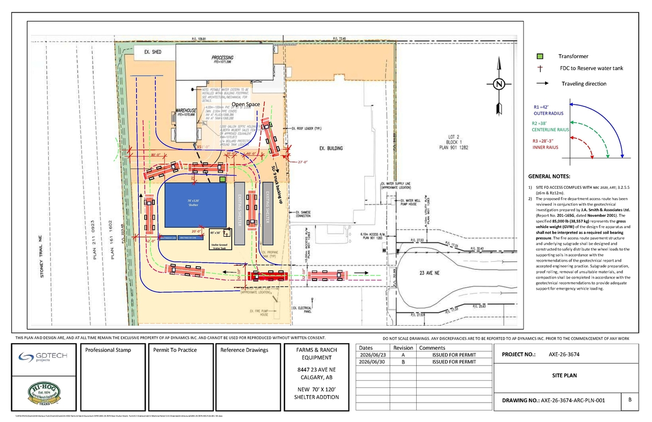 Construction site plan for project from page 1 of the file 'DP2026-04222 DMAP Plans (Submitted) 2026-07-21 (4MB)'
