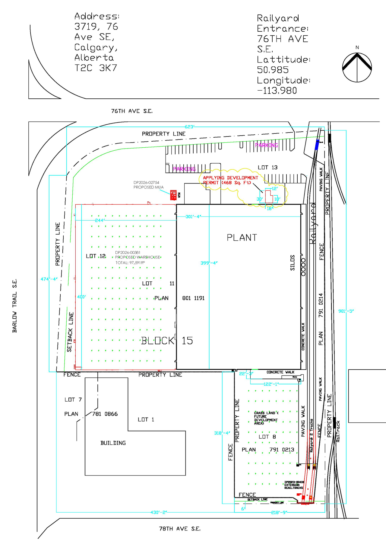 Construction site plan for project from page 1 of the file 'DP2026-04252 DMAP Plans Submitted (1MB) 2026-08-06'