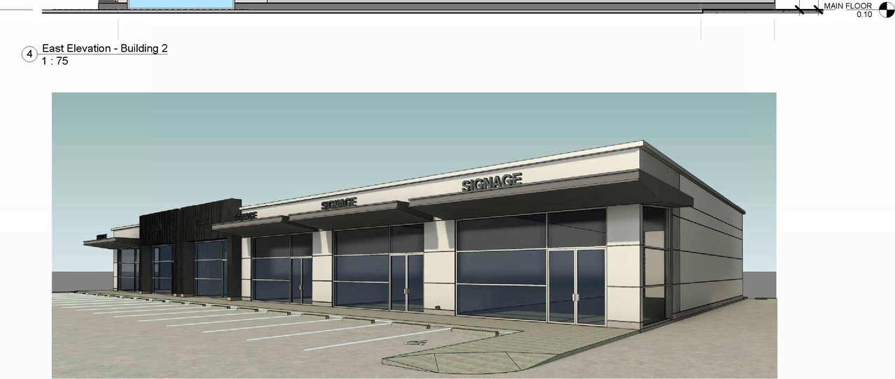 Rendering of building from page 6 of the file 'DP2026-04262 DMAP Plans Submitted (3MB) 2026-07-27'