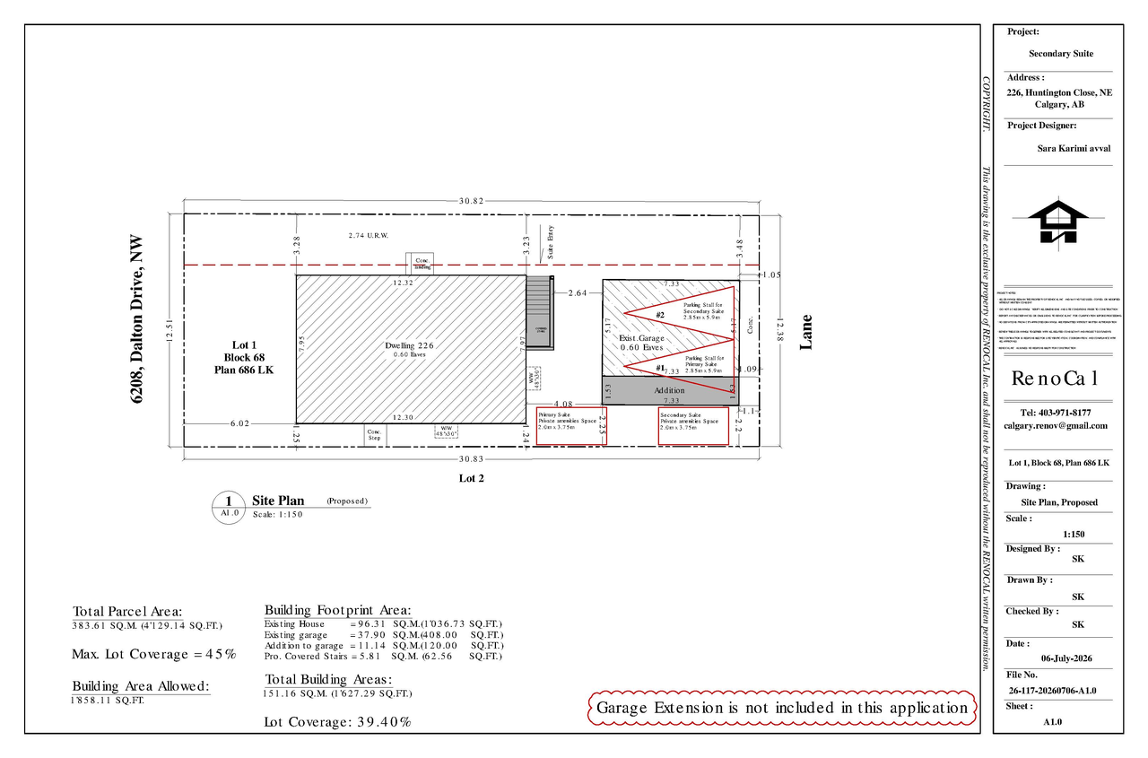 Construction site plan for project from page 1 of the file 'DP2026-04339 DMAP Plans Submitted (1MB) 2026-07-27'