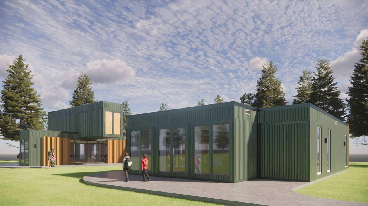 Rendering of building from page 3 of the file 'DP2026-04345 DMAP Plans Submitted (6MB) 2026-08-20'