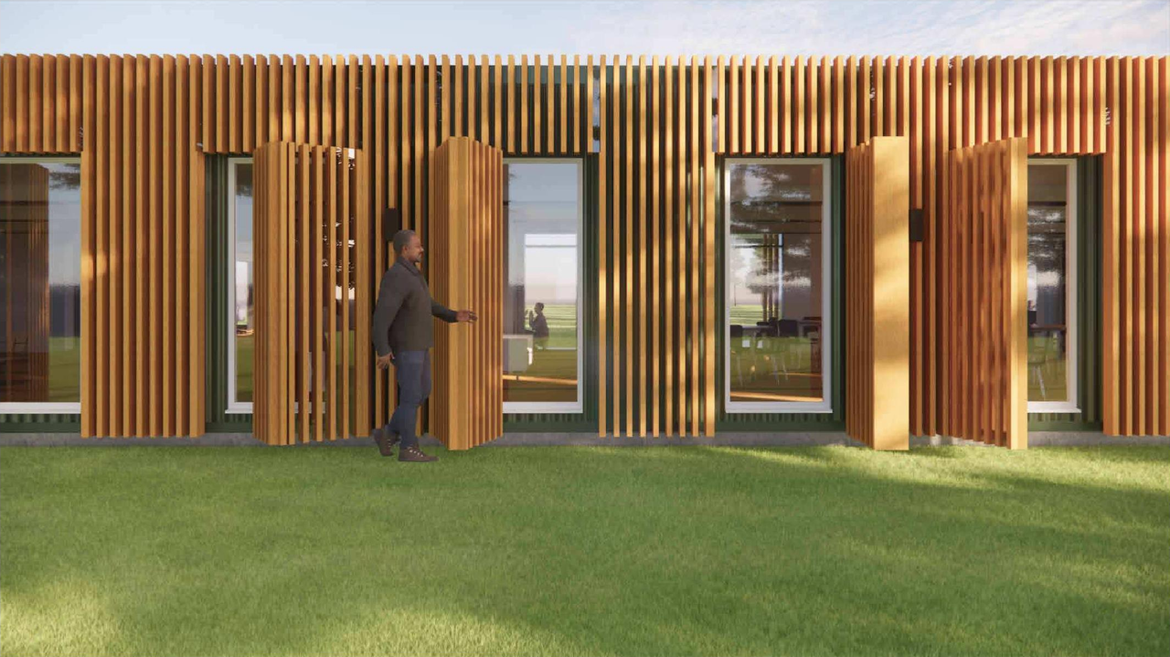 Rendering of building from page 3 of the file 'DP2026-04345 DMAP Plans Submitted (6MB) 2026-08-20'