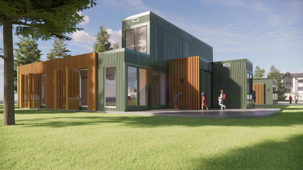 Rendering of building from page 3 of the file 'DP2026-04345 DMAP Plans Submitted (6MB) 2026-08-20'