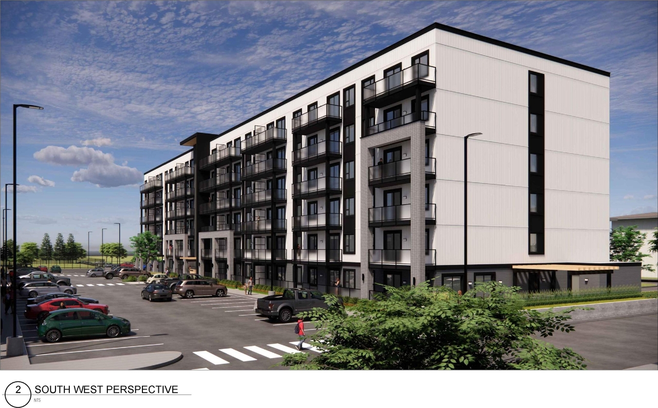 Rendering of building from page 5 of the file 'DP2026-04403 DMAP Plans (Submitted) 2026-07-28 (11MB)'