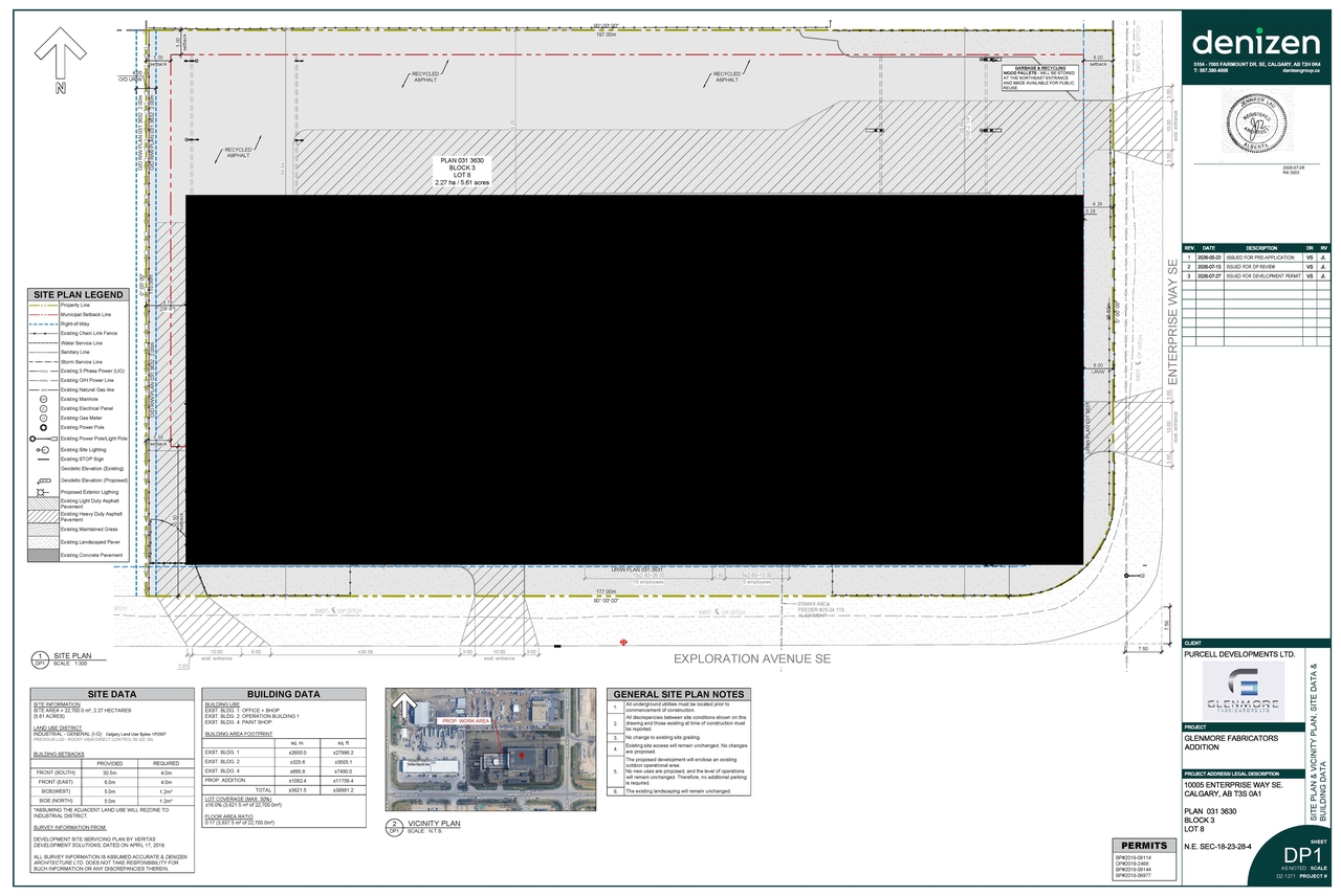 Construction site plan for project from page 1 of the file 'DP2026-04409 DMAP Plans (Submitted) 2026-07-28 (4MB)'