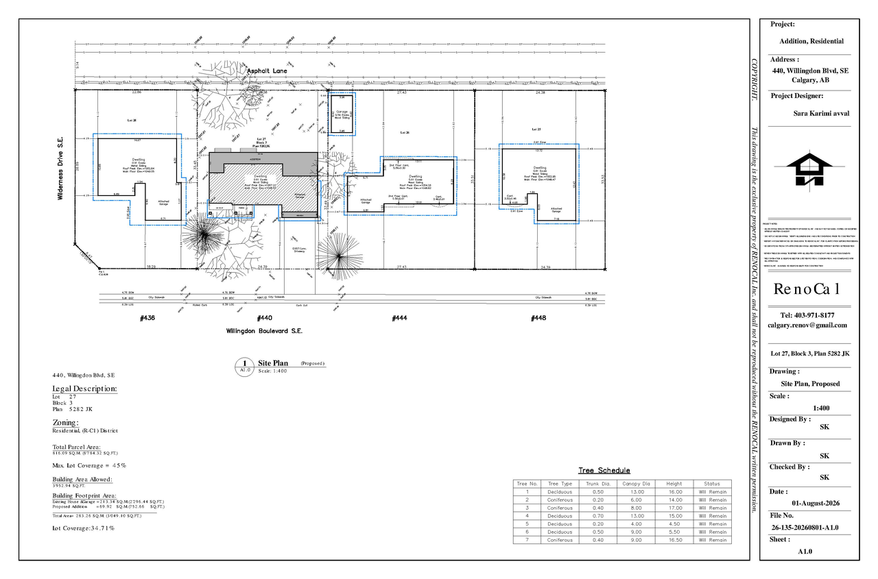 Construction site plan for project from page 1 of the file 'DP2026-04517 DMAP Plans (Submitted) 2026-08-04 (1MB)'
