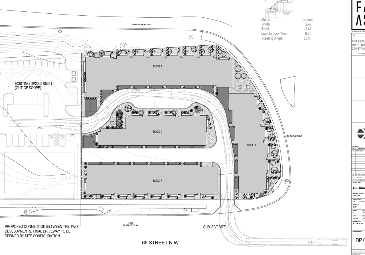 Construction site plan for project from page 4 of the file 'DP2026-04522 DMAP Plans (Submitted) 2026-08-31 (8MB)'
