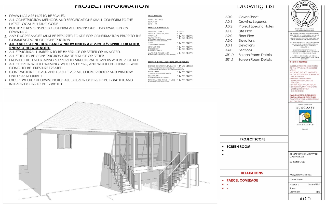 Construction site plan for project from page 1 of the file 'DP2026-04543 DMAP Plans (Submitted) 2026-08-04 (1MB)'