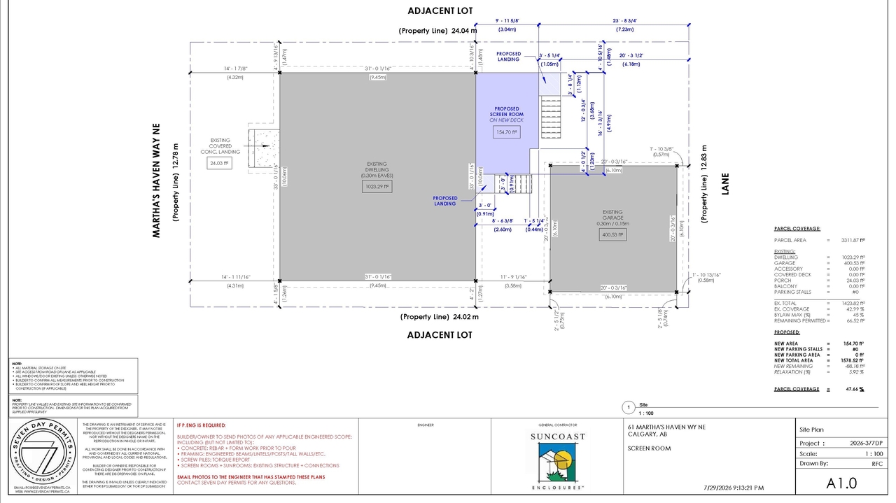 Construction site plan for project from page 2 of the file 'DP2026-04543 DMAP Plans (Submitted) 2026-08-04 (1MB)'