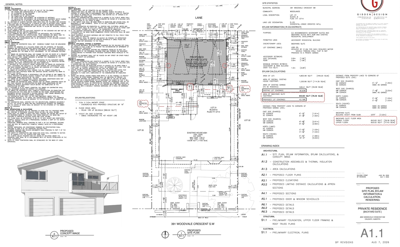 Construction site plan for project from page 1 of the file 'DP2026-04595 DMAP Plans Submitted (1MB) 2026-08-07'
