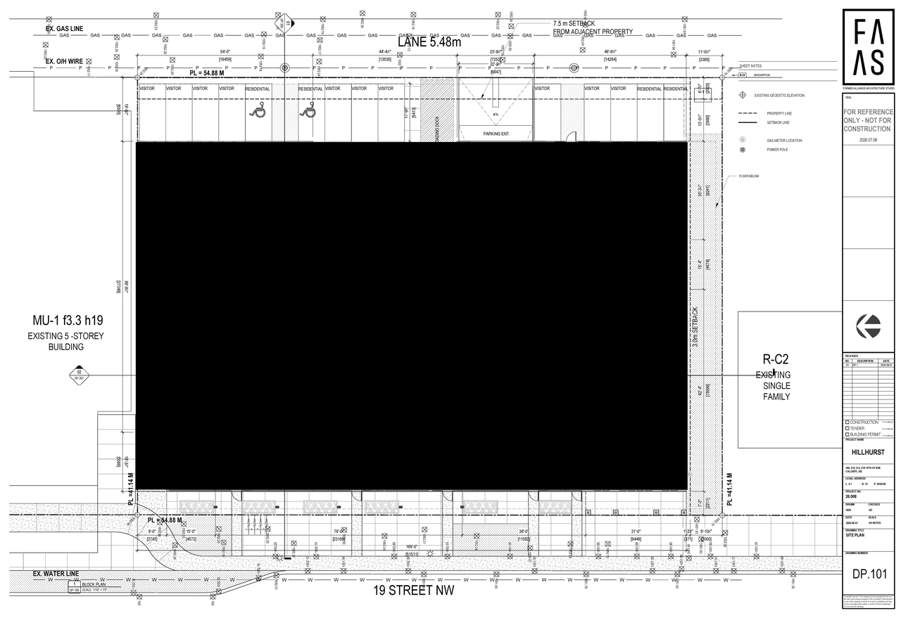 Construction site plan for project from page 2 of the file 'DP2026-04664 DMAP Plan (Submitted) 2026-08-12 (4MB)'