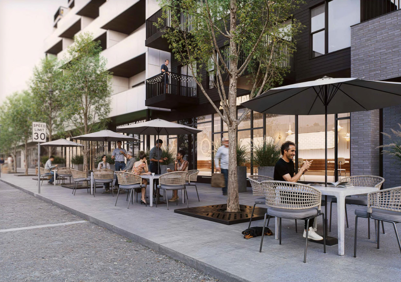 Rendering of building from page 7 of the file 'DP2026-04664 DMAP Plan (Submitted) 2026-08-12 (4MB)'
