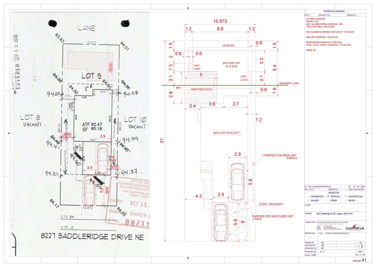 Construction site plan for project from page 1 of the file 'DP2026-04675 - DMAP Plans (Submitted) 2026-08-12 (2MB)'