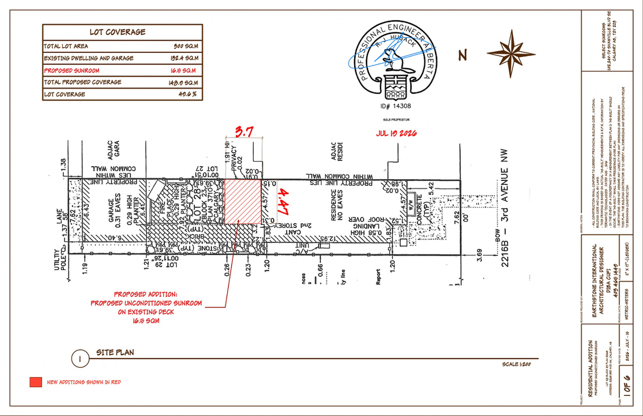Construction site plan for project from page 1 of the file 'DP2026-04736 DMAP Plans (Submitted) 2026-08-17 (1MB)'