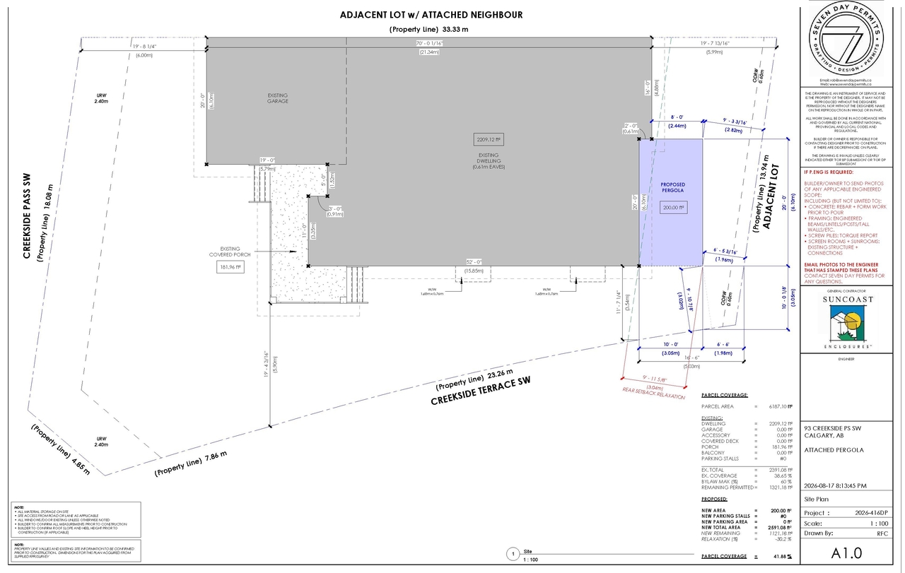 Construction site plan for project from page 2 of the file 'DP2026-04757 DMAP Plans (Submitted) 2026-08-17 (1MB)'