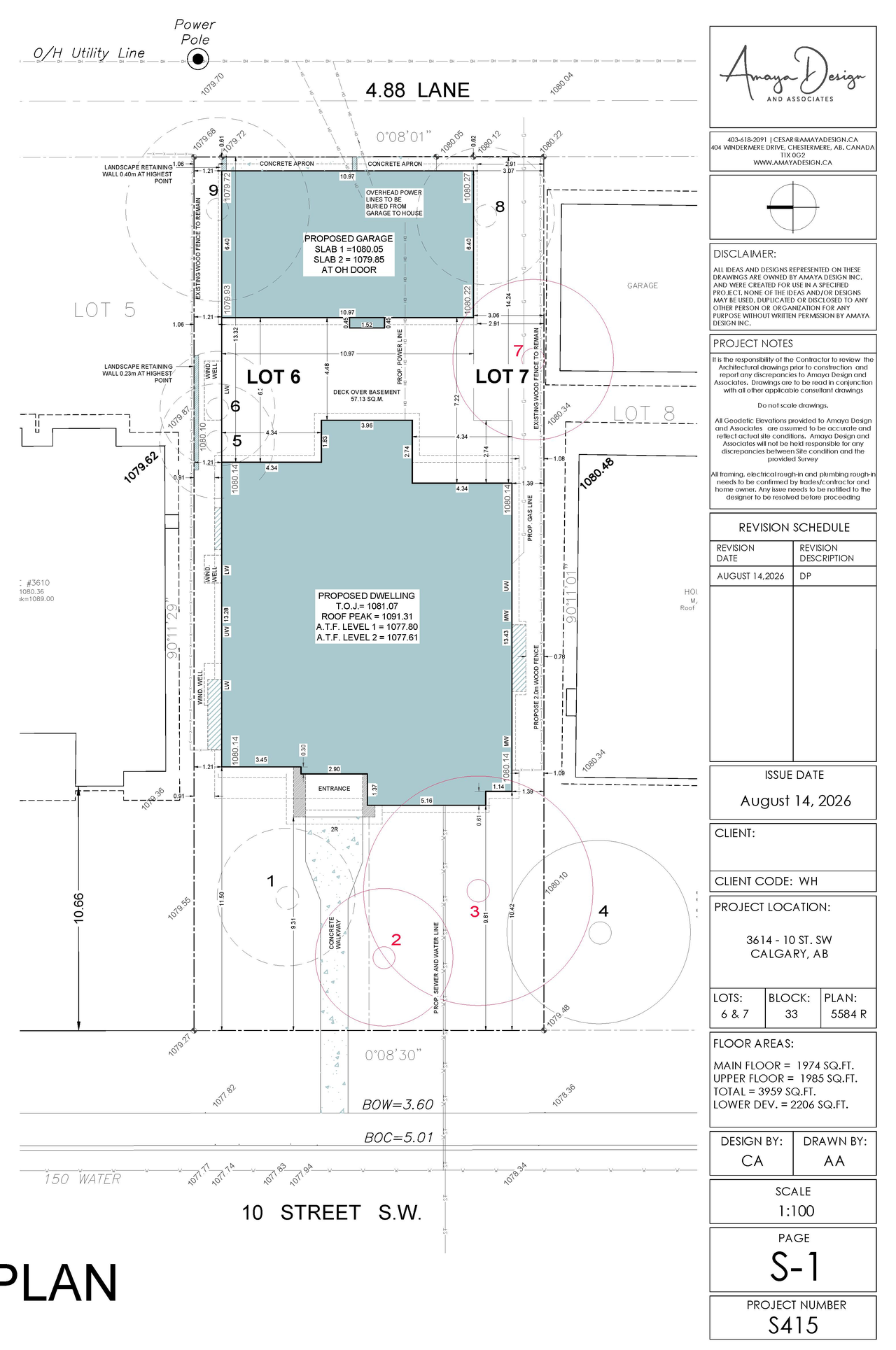 Construction site plan for project from page 1 of the file 'DP2026-04768 DMAP Plans (Submitted) 2026-08-18 (2MB)'