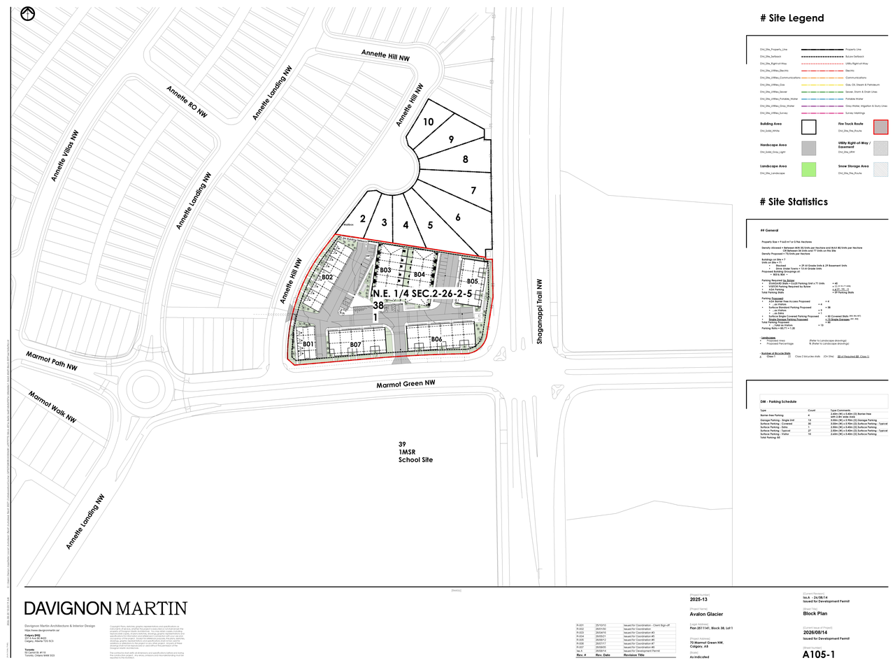 Construction site plan for project from page 3 of the file 'DP2026-04863 - DMAP Plans (Submitted) 2026-08-21 (22MB)'
