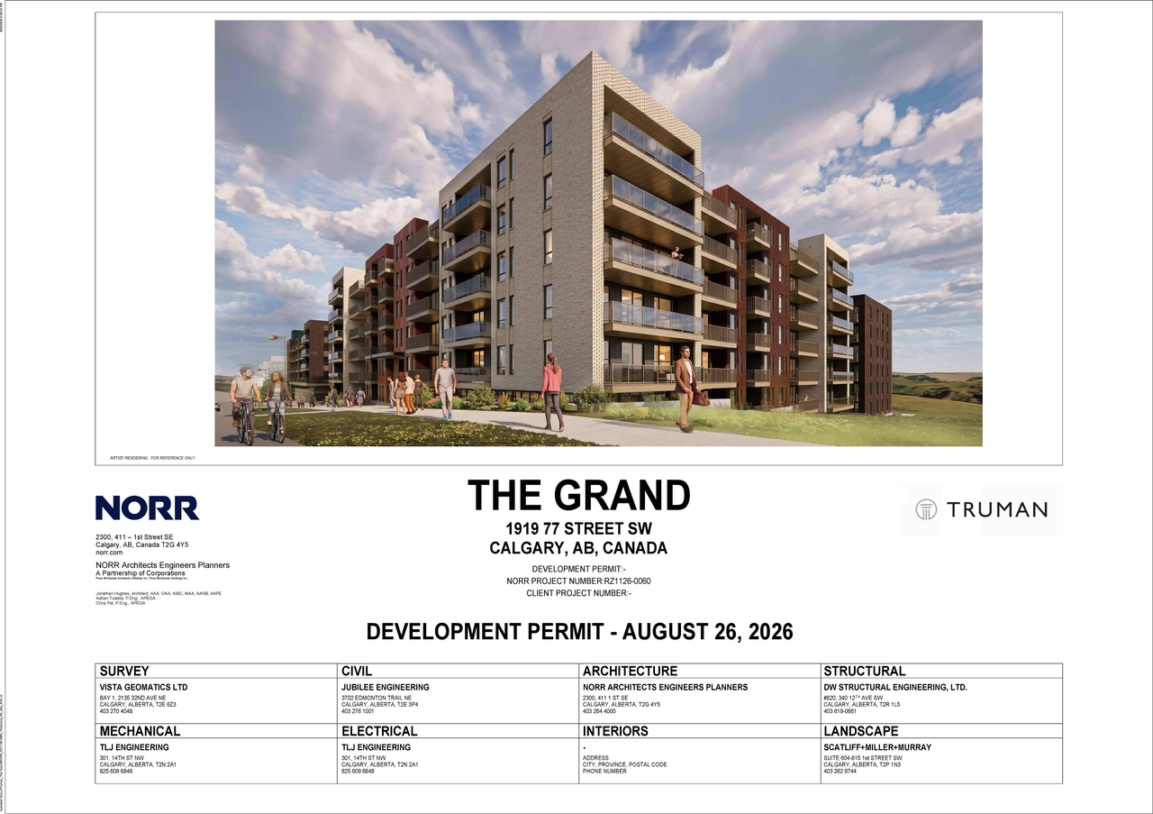 Rendering of building from page 1 of the file 'DP2026-05042 DMAP Plans (Submitted) 2026-09-16 (14MB)'