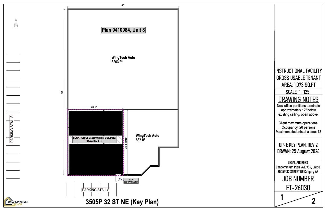 Construction site plan for project from page 1 of the file 'DP2026-05135 - DMAP Plans (Submitted) 2026-09-02 (1MB)'