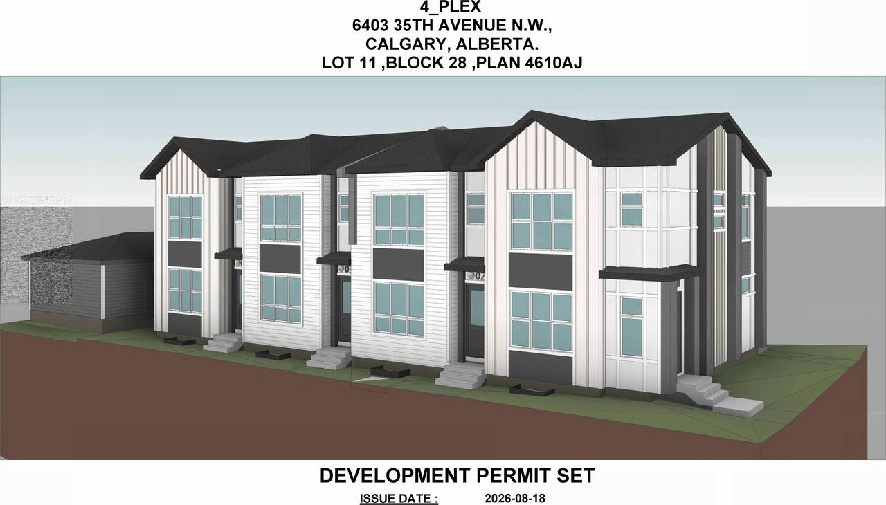 Rendering of building from page 1 of the file 'DP2026-05233 DMAP Plans (Submitted) 2026-09-10 (3MB)'