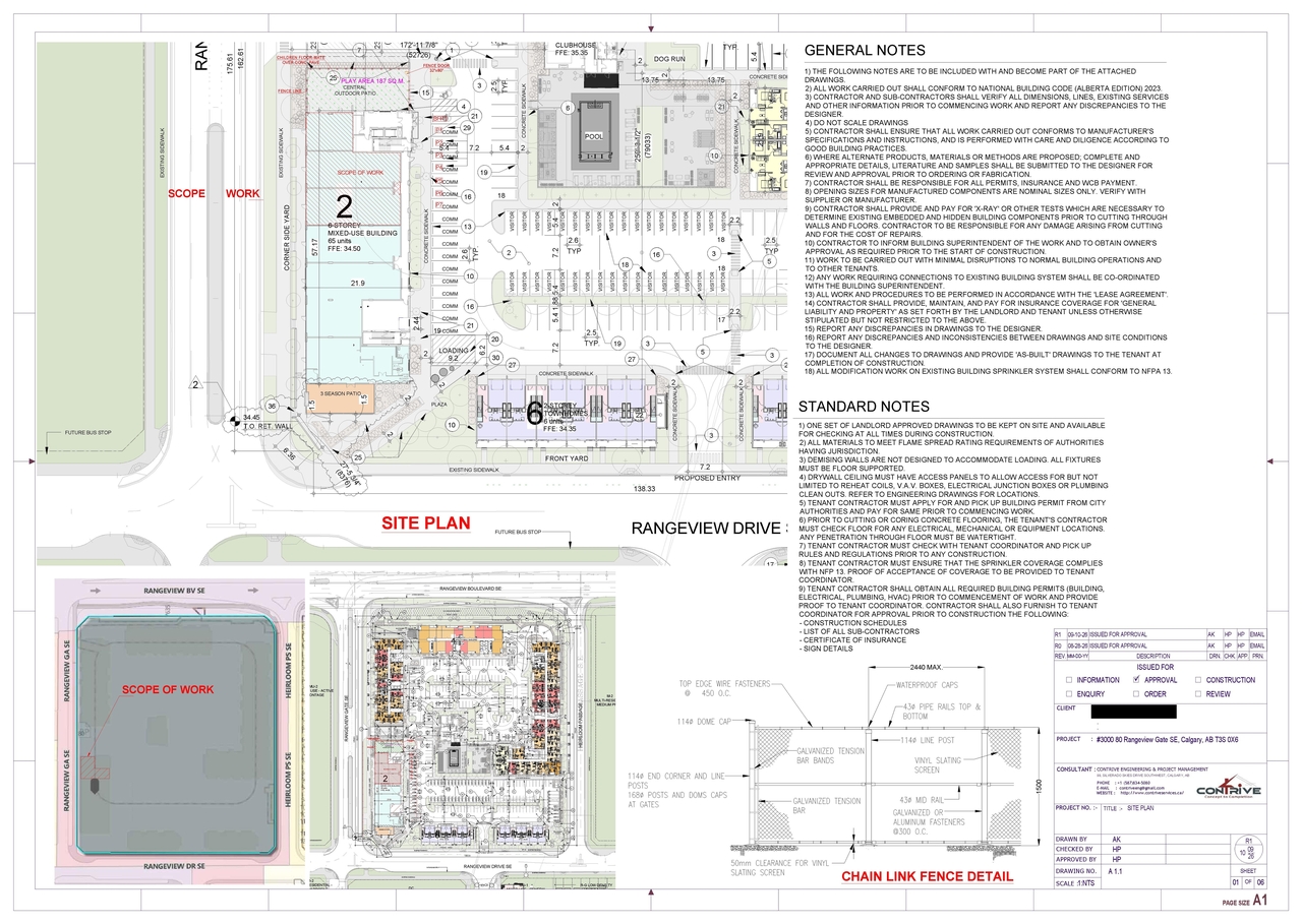 Construction site plan for project from page 1 of the file 'DP2026-05271 DMAP Plans (Submitted) 2026-09-14 (3MB)'
