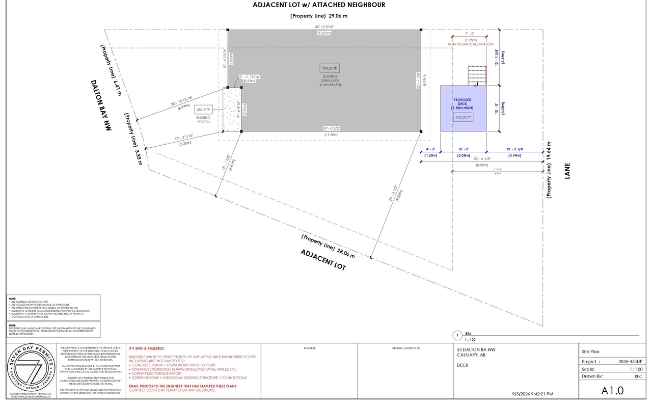 Construction site plan for project from page 2 of the file 'DP2026-05297 DMAP Plans (Submitted) 2026-09-15 (1MB)'