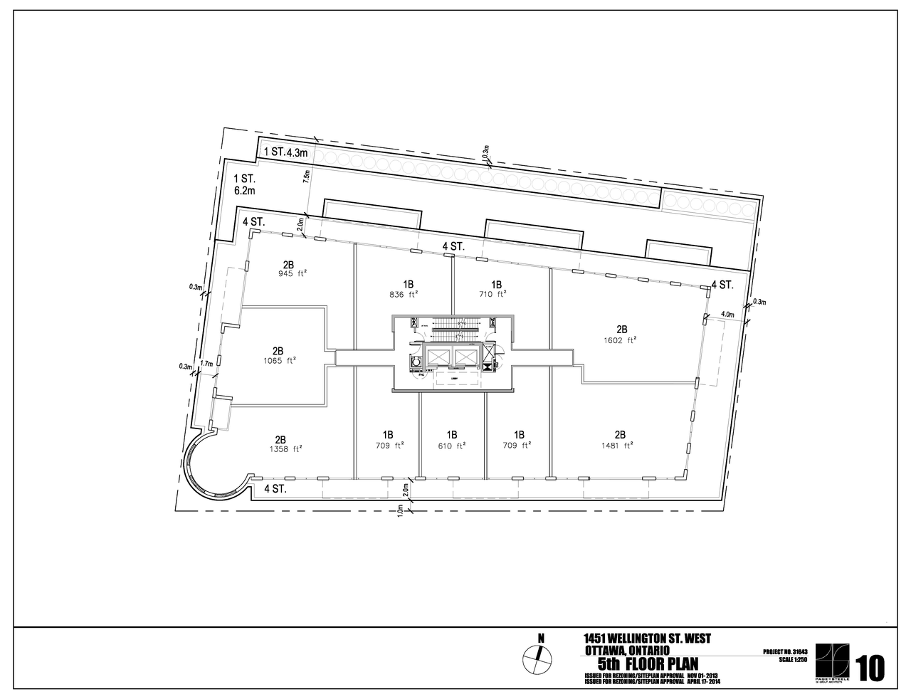 Construction site plan for project from page 10 of the file 'D01-01-13-0019 Site Plan, Floor Plans, Elevations - Revised April 2014'