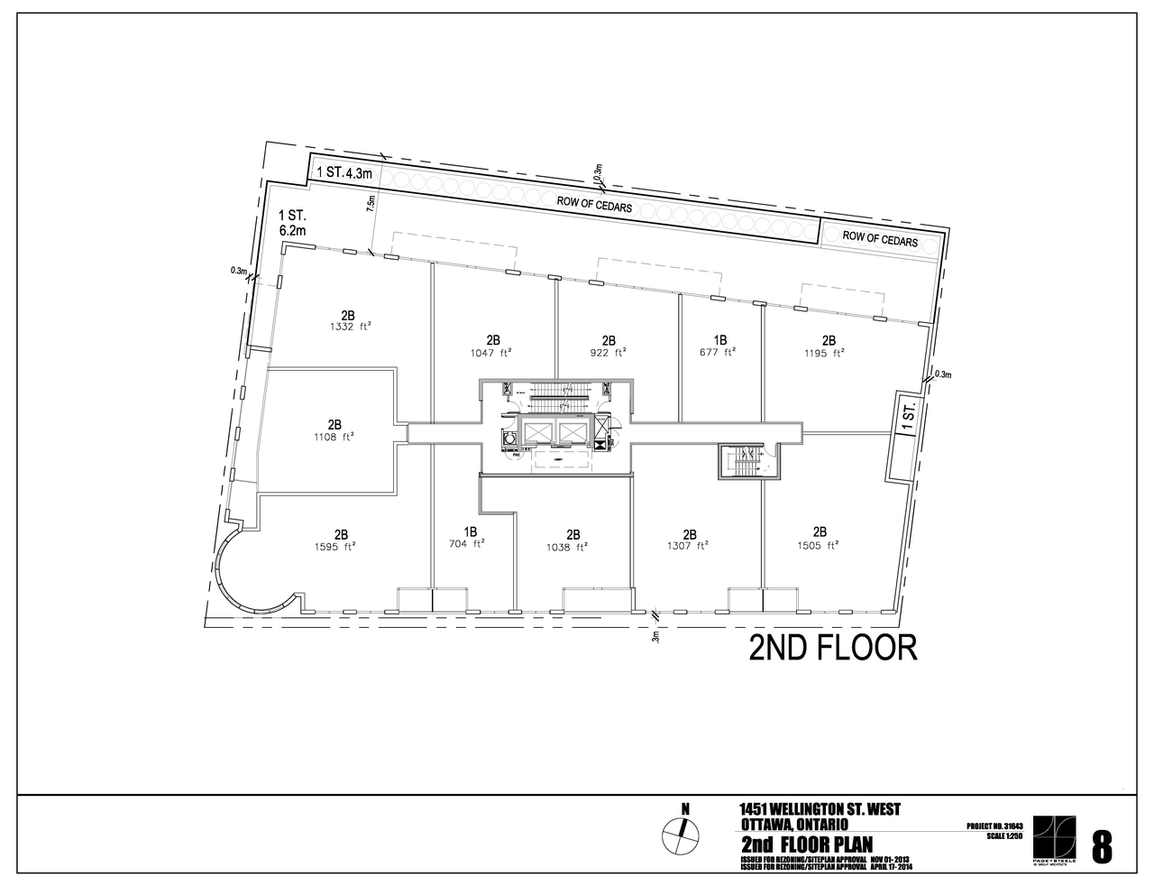 Construction site plan for project from page 8 of the file 'D01-01-13-0019 Site Plan, Floor Plans, Elevations - Revised April 2014'