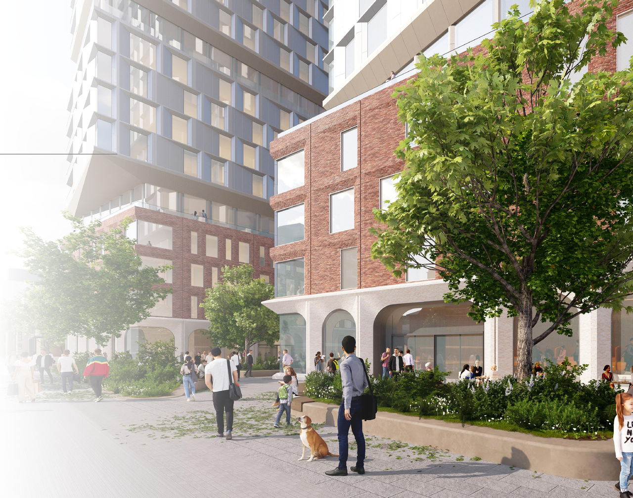 Rendering of building from page 12 of the file '2025-09-03 - SDRP Design Brief - Package 3 - D01-01-20-0019'