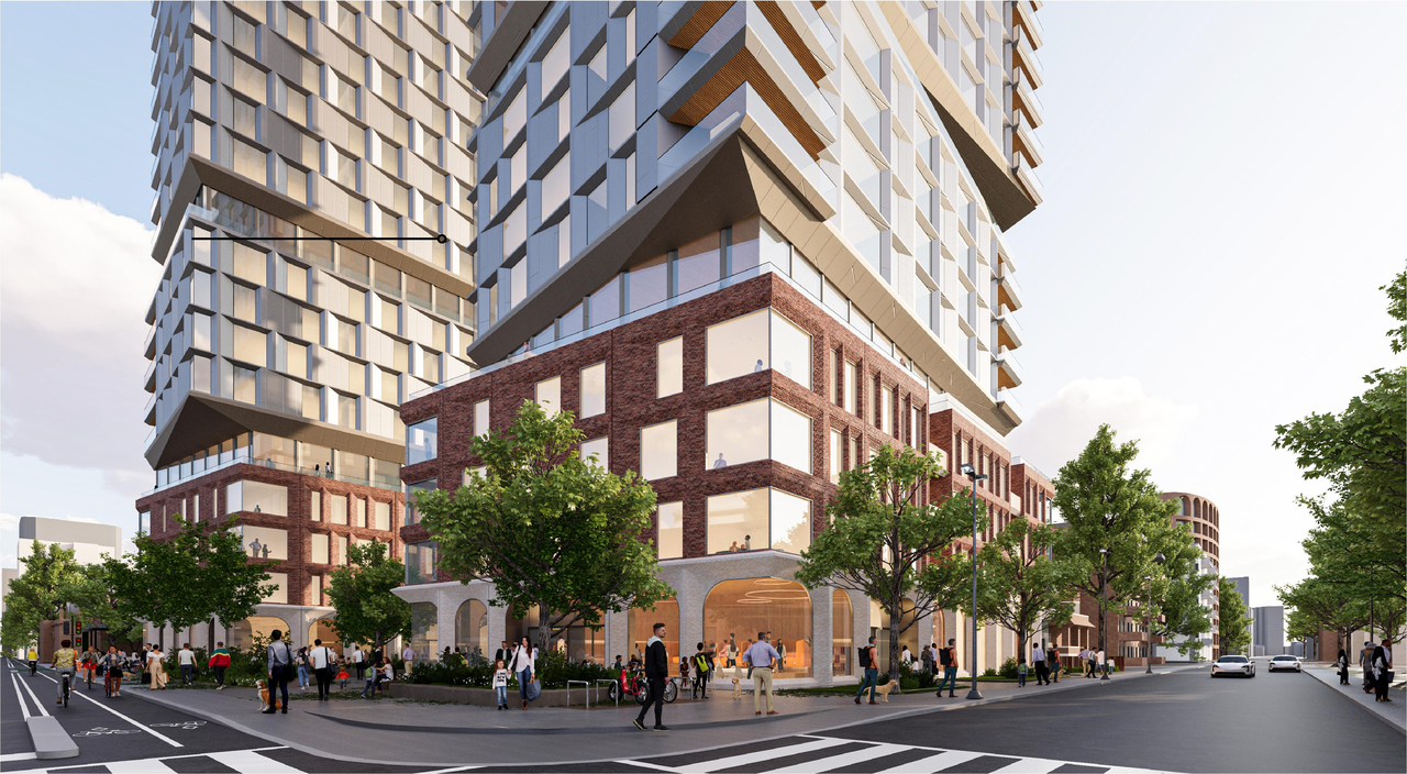 Rendering of building from page 21 of the file '2025-09-03 - SDRP Design Brief - Package 3 - D01-01-20-0019'