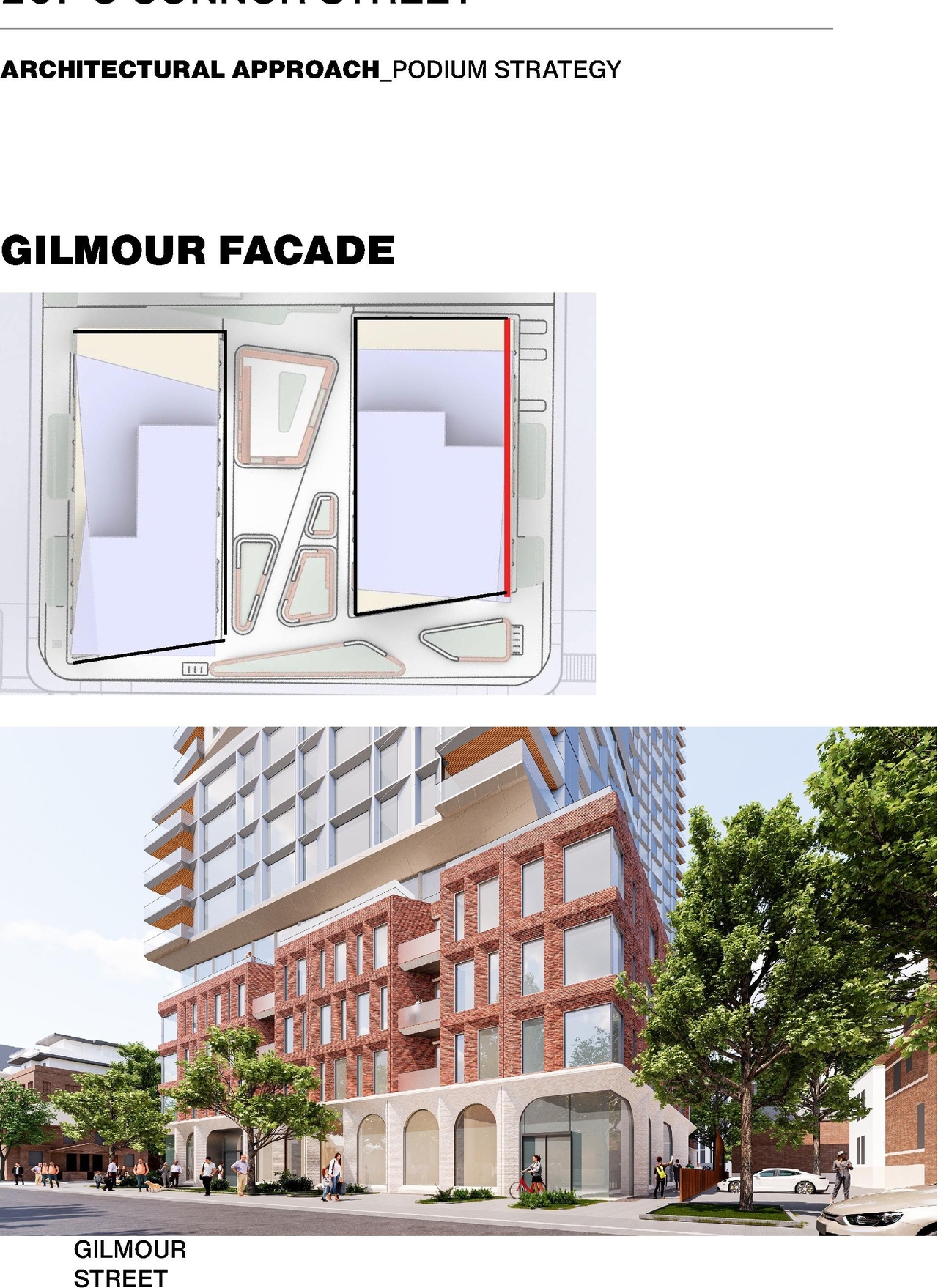 Rendering of building from page 24 of the file '2025-09-03 - SDRP Design Brief - Package 3 - D01-01-20-0019'