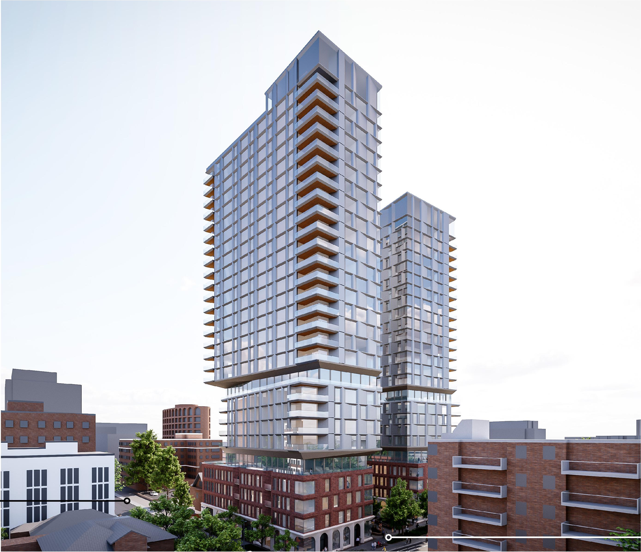 Rendering of building from page 28 of the file '2025-09-03 - SDRP Design Brief - Package 3 - D01-01-20-0019'