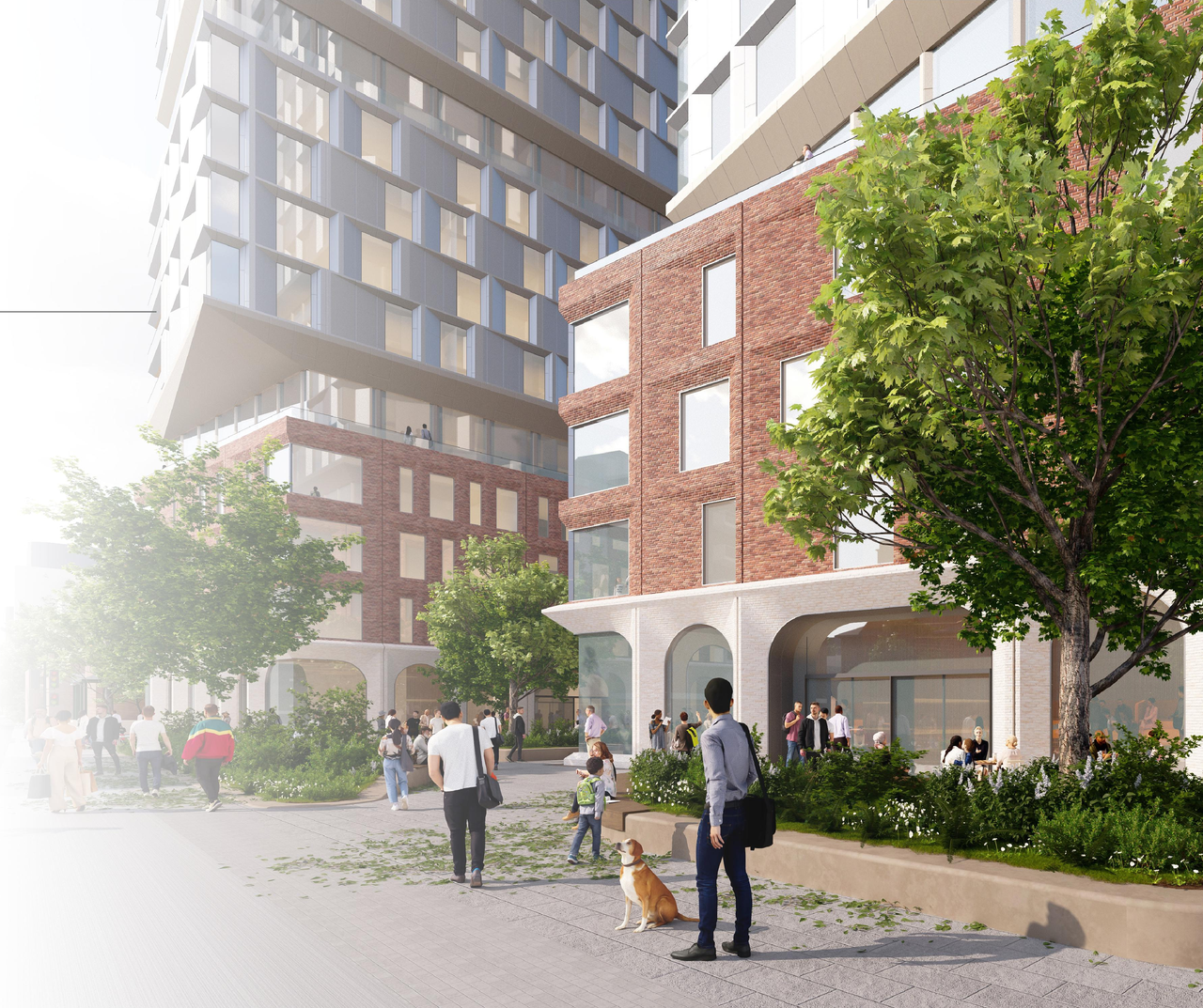 Rendering of building from page 31 of the file '2025-09-03 - SDRP Design Brief - Package 3 - D01-01-20-0019'