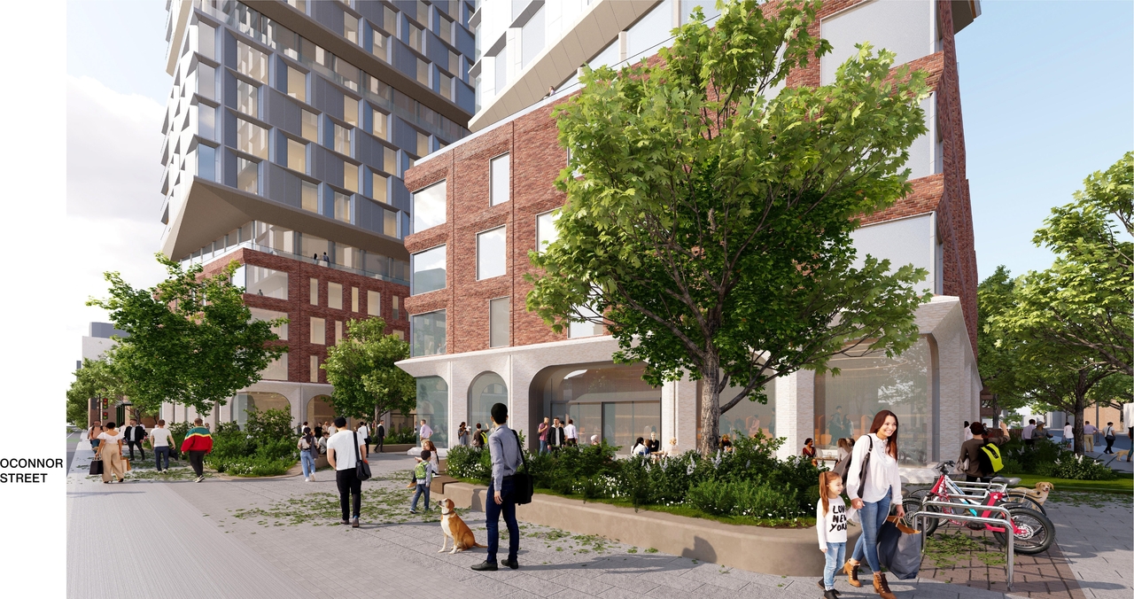 Rendering of building from page 36 of the file '2025-09-03 - SDRP Design Brief - Package 3 - D01-01-20-0019'