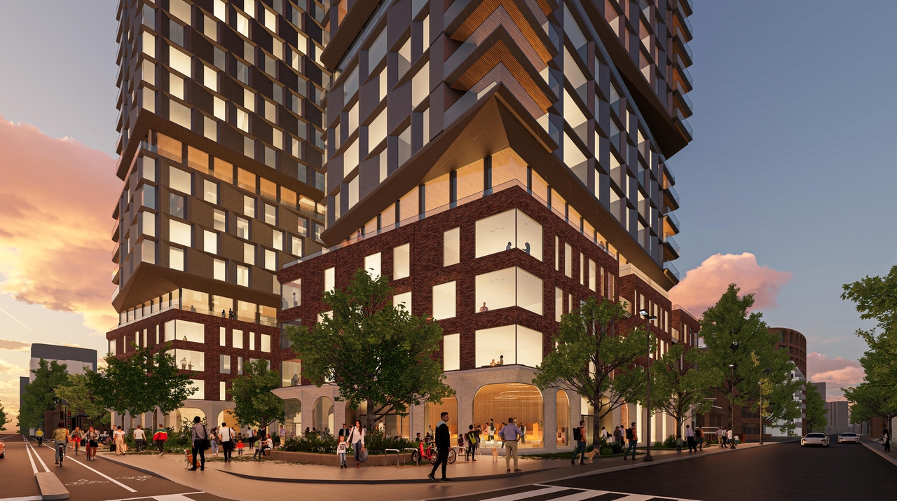 Rendering of building from page 41 of the file '2025-09-03 - SDRP Design Brief - Package 3 - D01-01-20-0019'