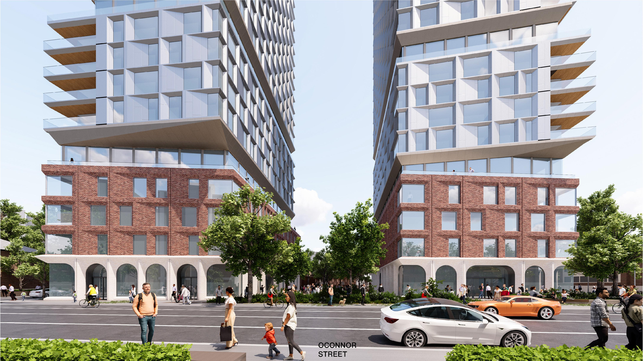 Rendering of building from page 42 of the file '2025-09-03 - SDRP Design Brief - Package 3 - D01-01-20-0019'