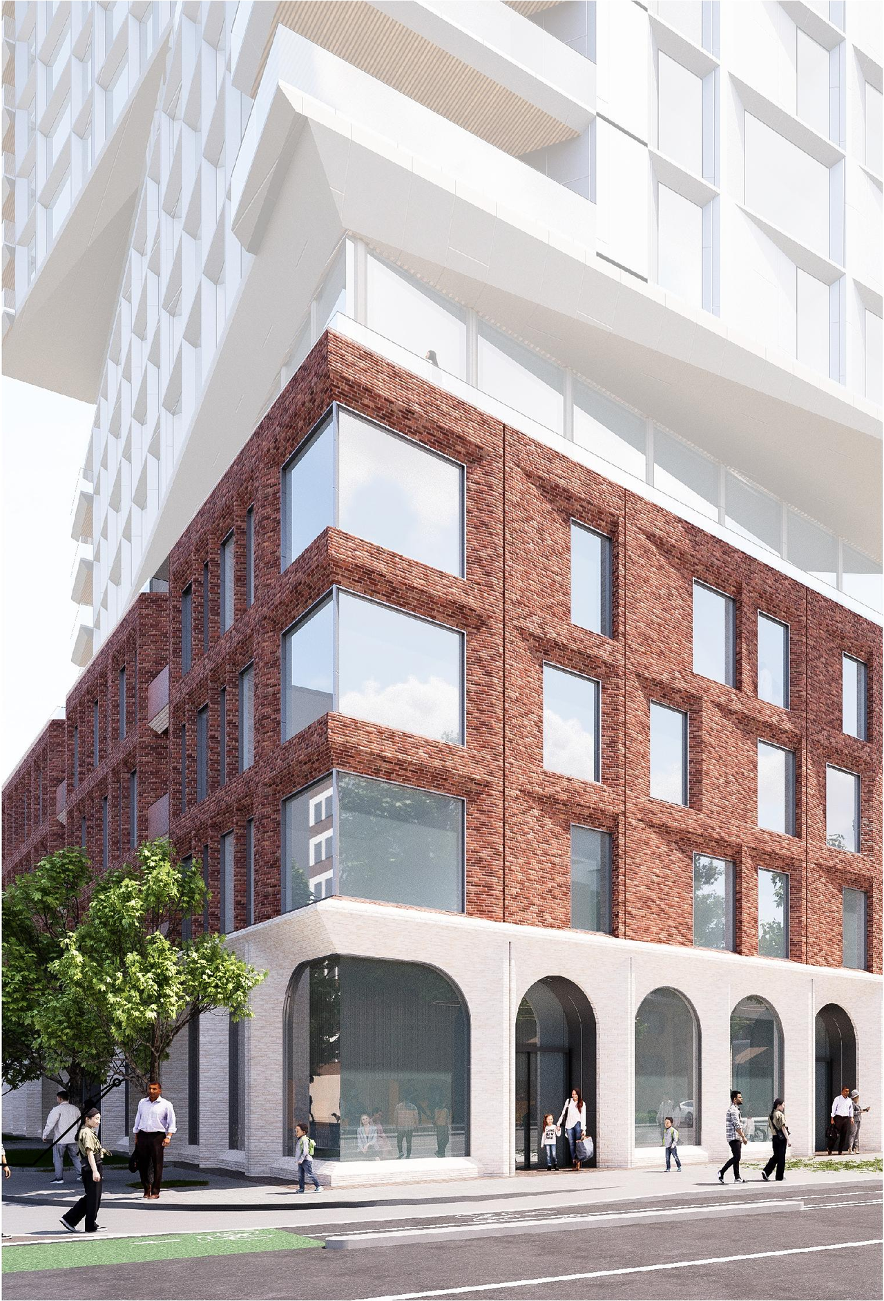 Rendering of building from page 51 of the file '2025-09-03 - SDRP Design Brief - Package 3 - D01-01-20-0019'