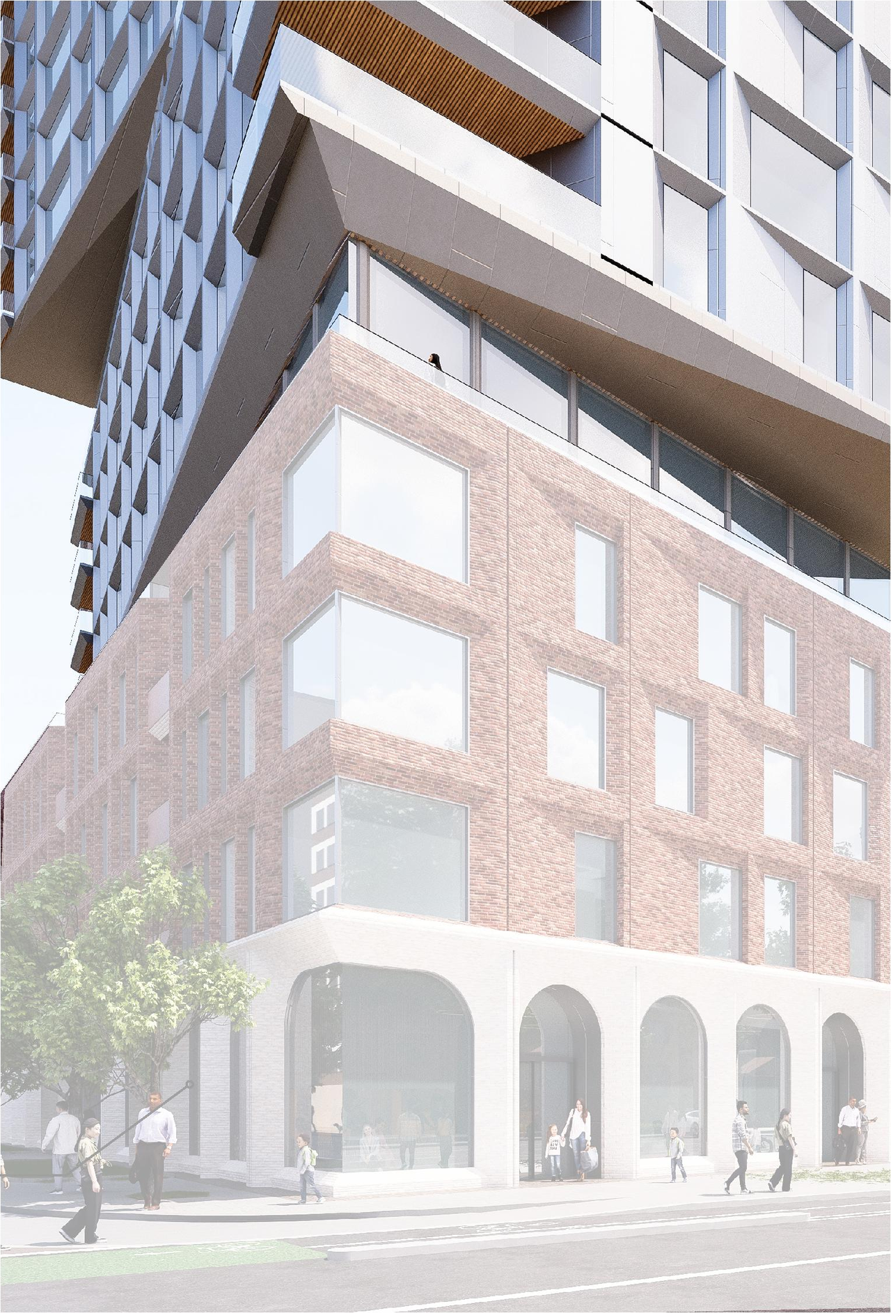 Rendering of building from page 52 of the file '2025-09-03 - SDRP Design Brief - Package 3 - D01-01-20-0019'