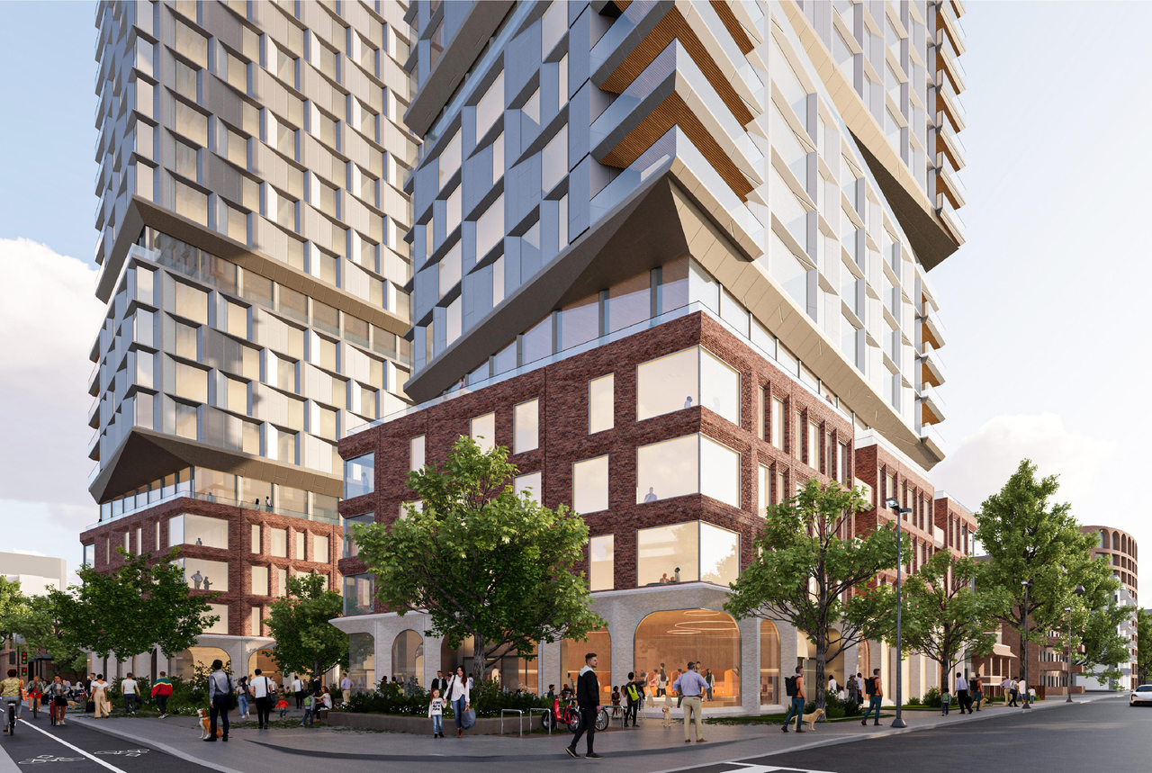 Rendering of building from page 6 of the file '2025-09-03 - SDRP Design Brief - Package 3 - D01-01-20-0019'