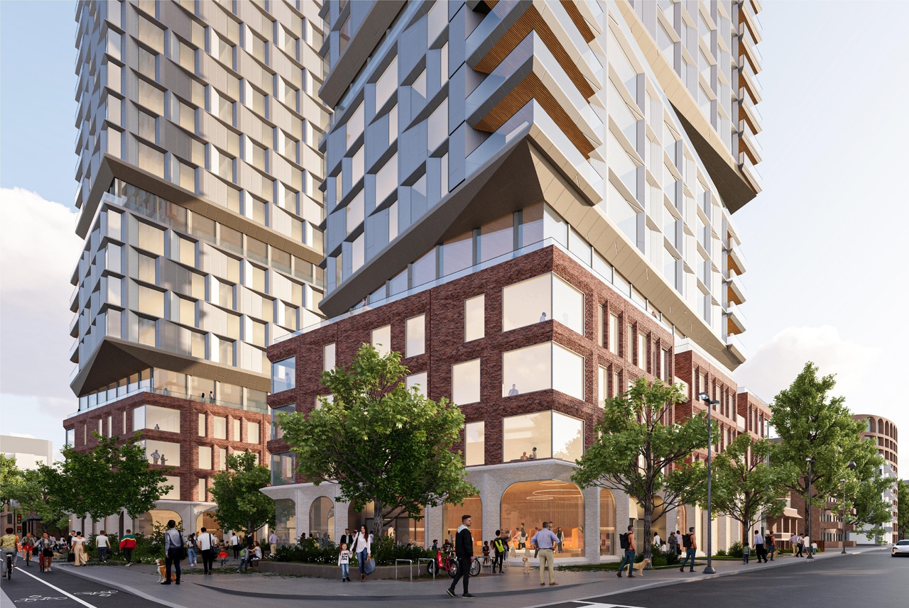 Rendering of building from page 6 of the file '2025-09-03 - SDRP Design Brief - Package 3 - D01-01-20-0019'