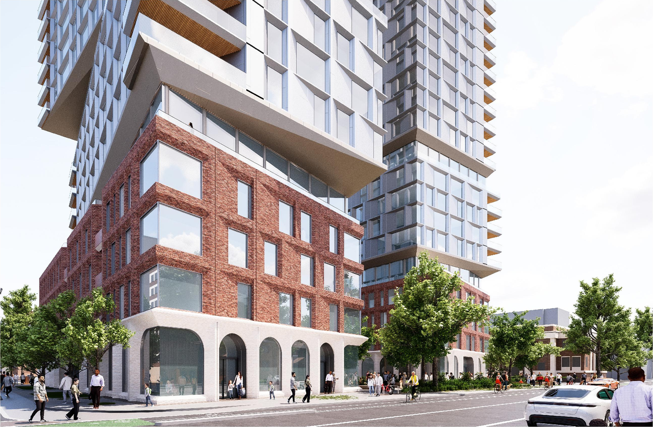 Rendering of building from page 8 of the file '2025-09-03 - SDRP Design Brief - Package 3 - D01-01-20-0019'