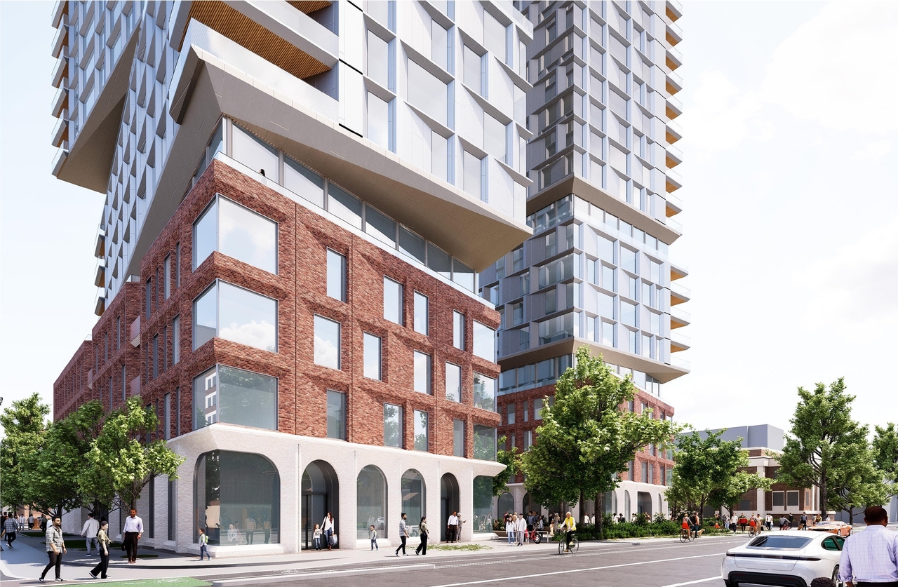 Rendering of building from page 8 of the file '2025-09-03 - SDRP Design Brief - Package 3 - D01-01-20-0019'