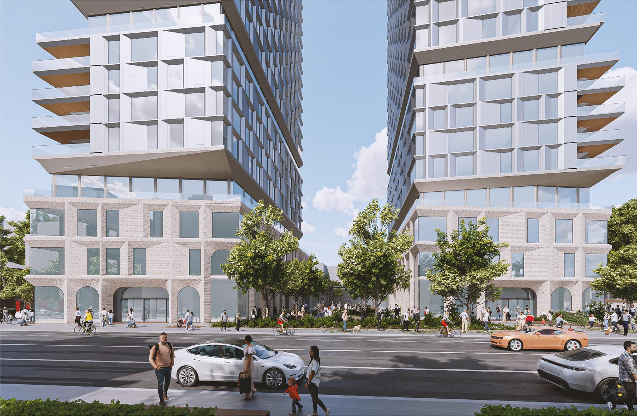 Rendering of building from page 9 of the file '2025-09-03 - SDRP Design Brief - Package 3 - D01-01-20-0019'
